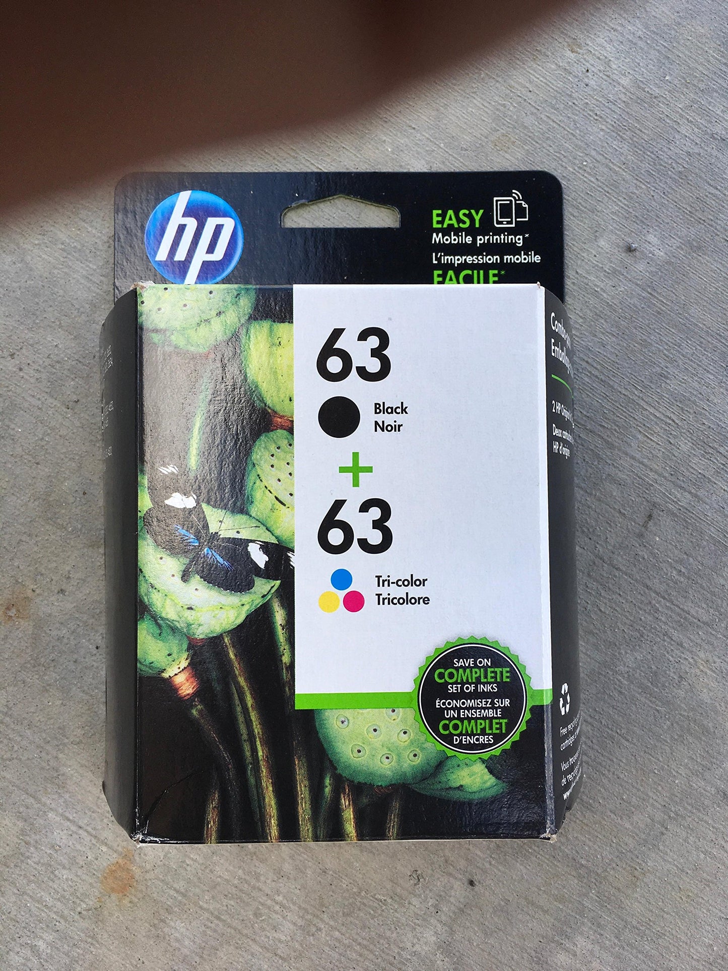 HP L0R46AN 63 Black & Tri-Color Original Ink Cartridges, 2 Pack