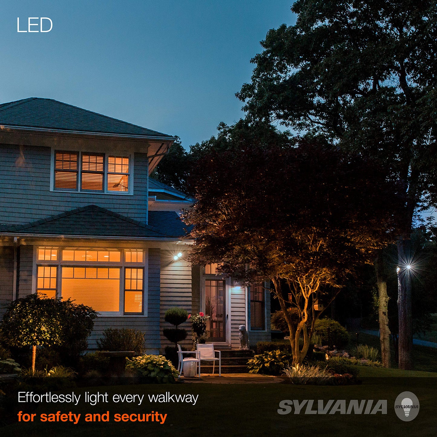 Sylvania Night Chaser LED PAR38 Light Bulb, 250W = 23W, 22 Year, Dimmable, Super Bright 2650 Lumens, Wet Rated, 5000K, Daylight - 2 Pack (41358)