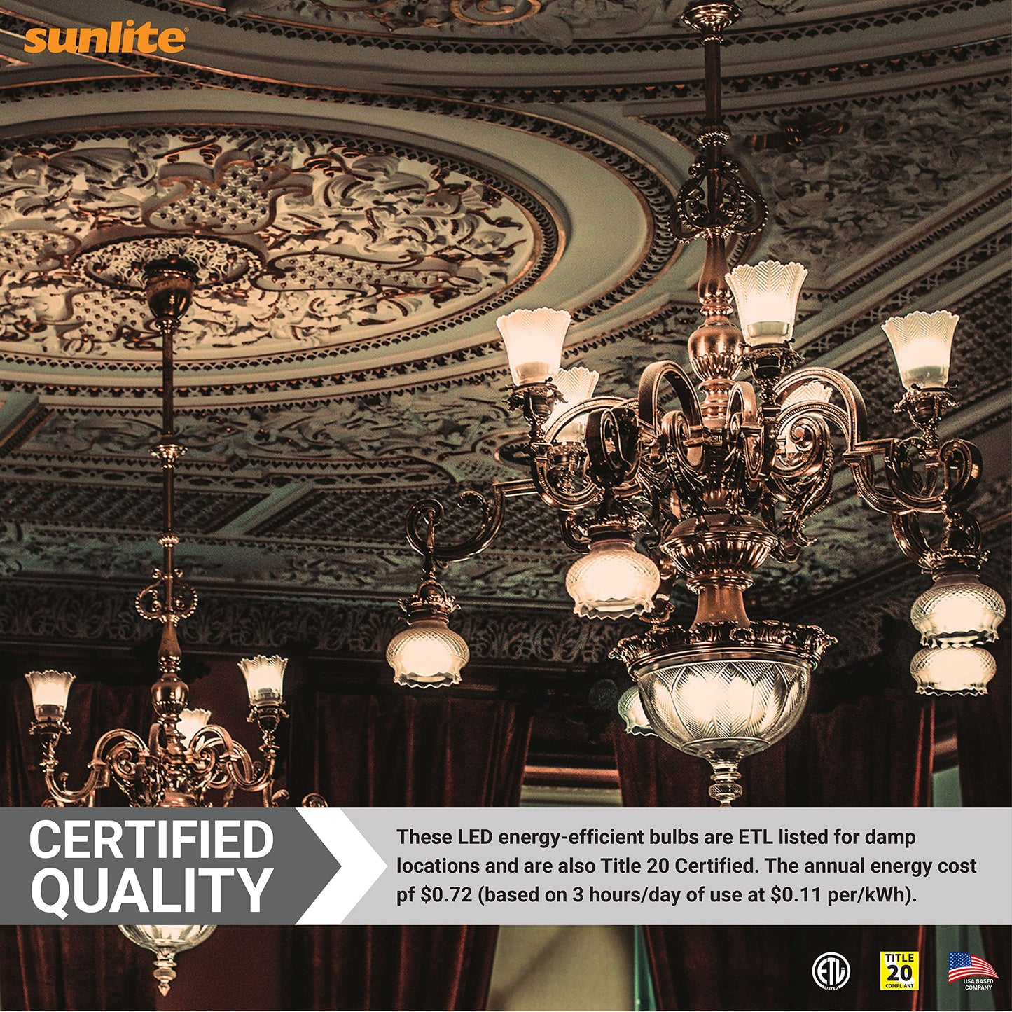 Sunlite 80135 LED A15 Appliance Clear Light Bulb, 6 Watts (40W Equivalent), 450 Lumens, Candelabra Base (E12), 90 CRI, Dimmable, ETL Listed, Ceiling