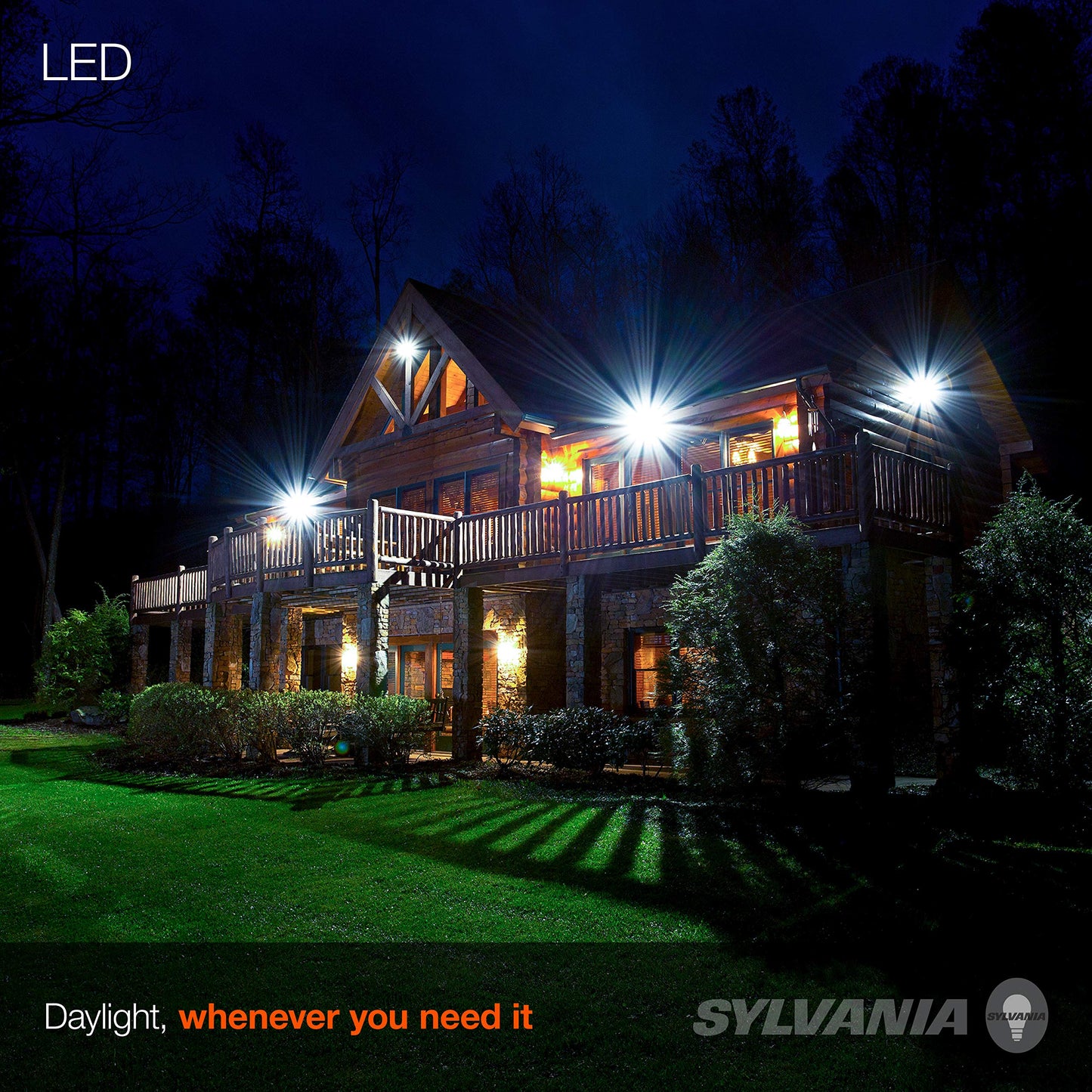 Sylvania Night Chaser LED PAR38 Light Bulb, 250W = 23W, 22 Year, Dimmable, Super Bright 2650 Lumens, Wet Rated, 5000K, Daylight - 2 Pack (41358)