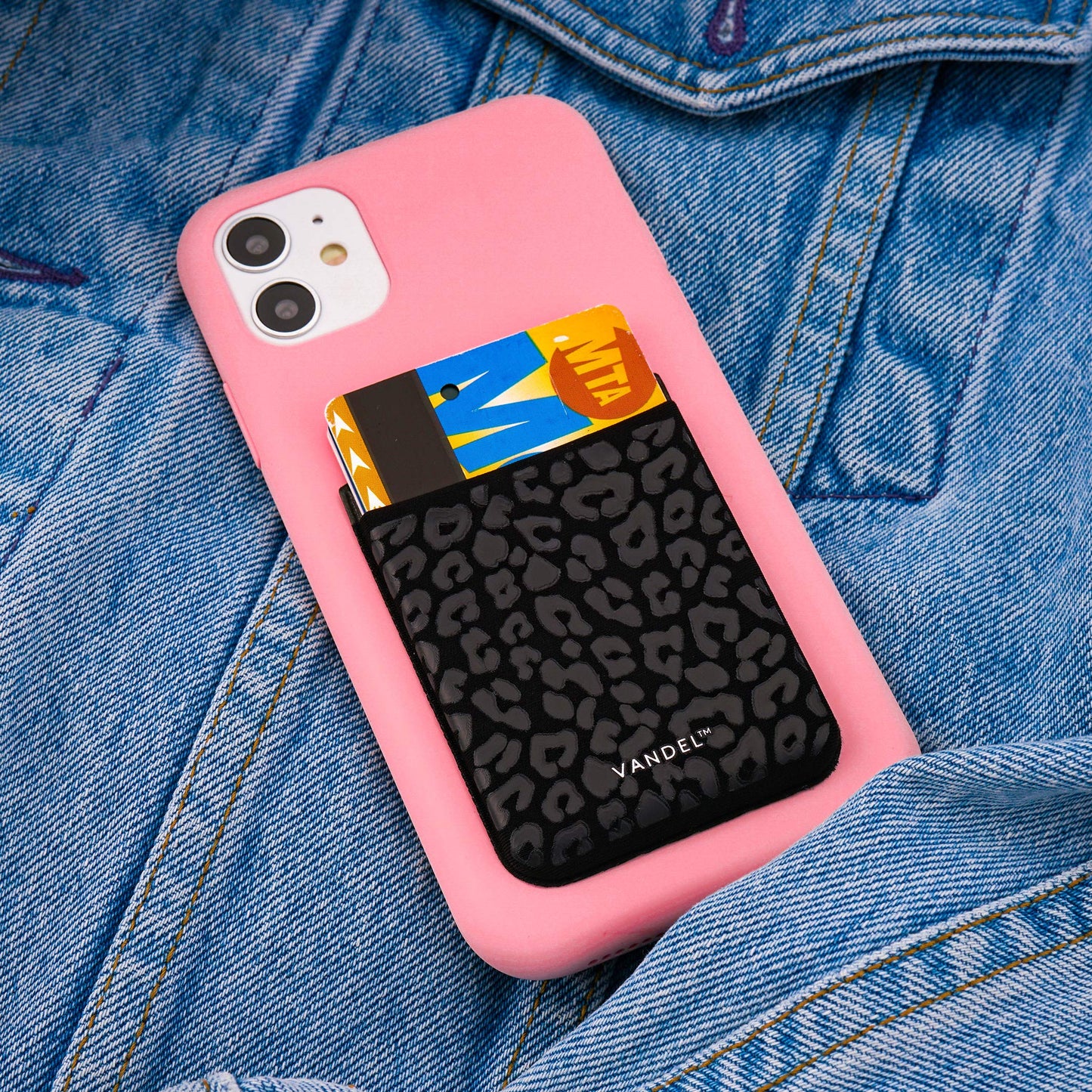 VANDEL Pocket - Stick-On Fabric Phone Wallet Stick On for Women, Cute Credit Card Holder for Phone Case, Stick On Back of Phone Fabric Sleeve